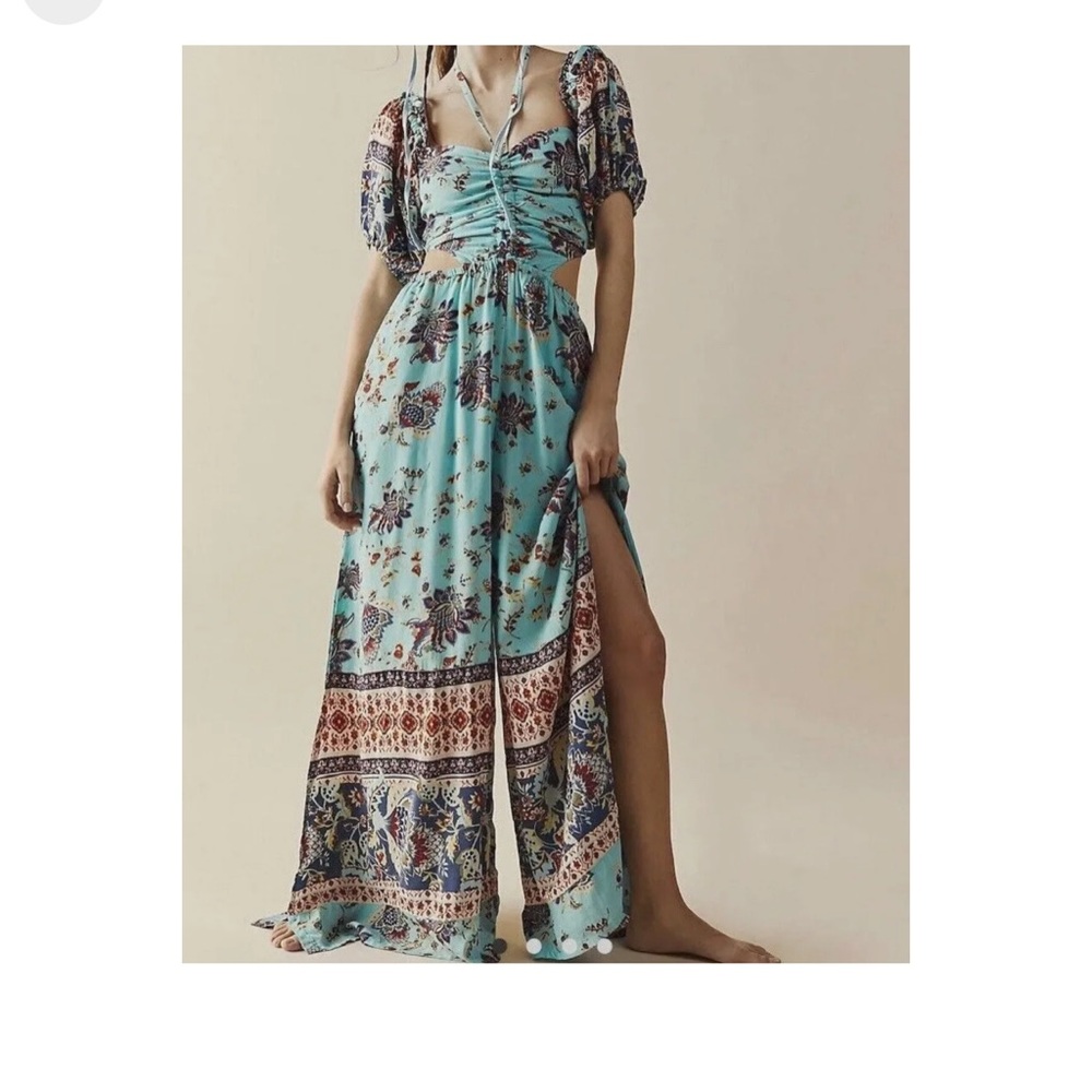 Free People Jumpsuit Aqua Bali Citrus Skies